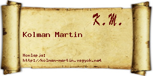 Kolman Martin névjegykártya